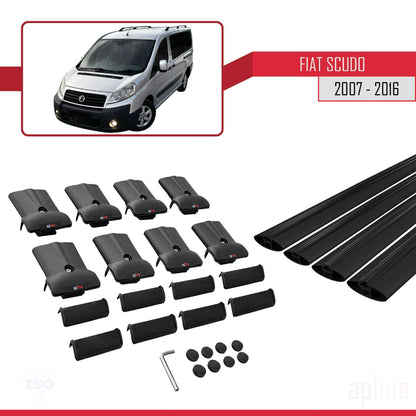 Compatibile con Fiat Scudo 2 2007-2016 modello FLY Barre portatutto Railing Portapacchi Auto Alluminio Nero 4 Barre