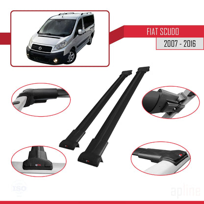 Compatibile con Fiat Scudo 2 2007-2016 modello FLY Barre portatutto Railing Portapacchi Auto Alluminio Nero 2 Barre
