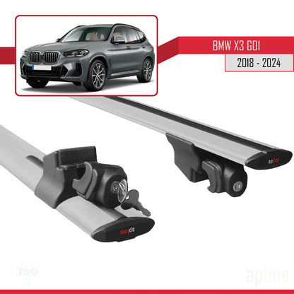 Compatible avec BMW X3 (G01) 2018-2024 HOOK Model Barres de Toit Railing Porte-Bagages de Voiture Gris Aluminium 2 Barres
