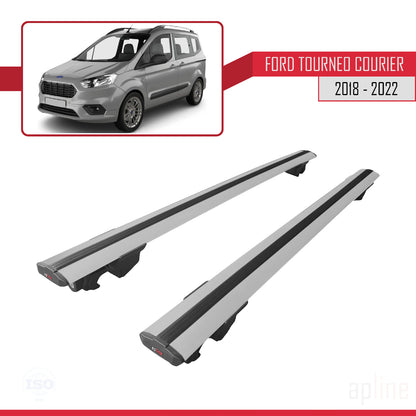 Compatibile con Ford Transit/Tourneo Courier Post-Facelift 2018-2022 Modello HOOK Barre portatutto per auto Portapacchi in alluminio grigio 2 barre