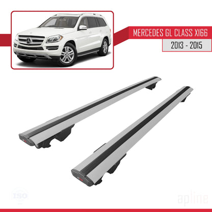 Compatible avec Mercedes Classe GL 2 (X166) 2013-2015 HOOK Model Barres de Toit Railing Porte-Bagages de Voiture Gris Aluminium 2 Barres