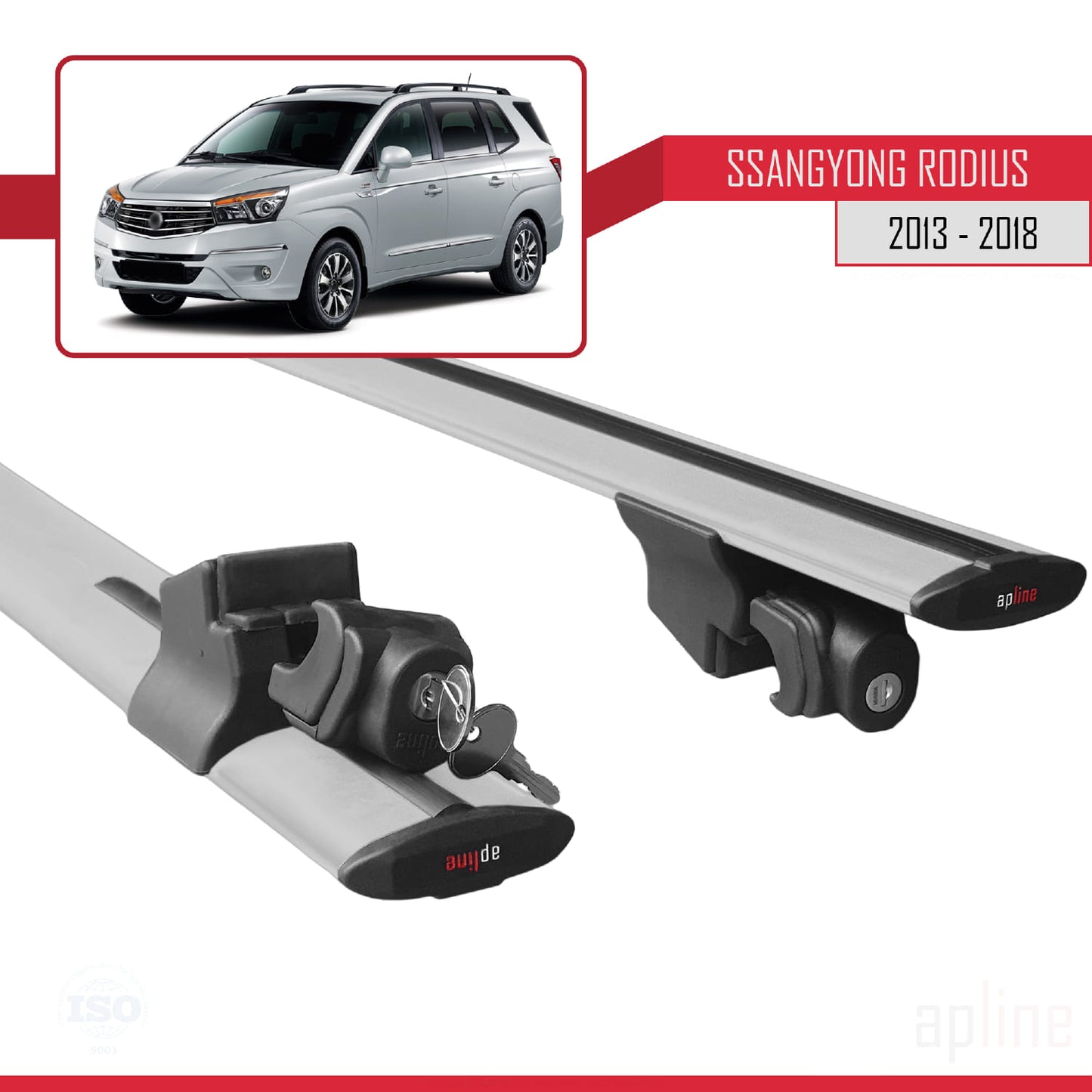 Compatibile con Ssangyong Rodius 2 2013-2018 HOOK Model Barre Tetto Portapacchi Auto Barre Portatutto Grigo Alluminio 2 Barre