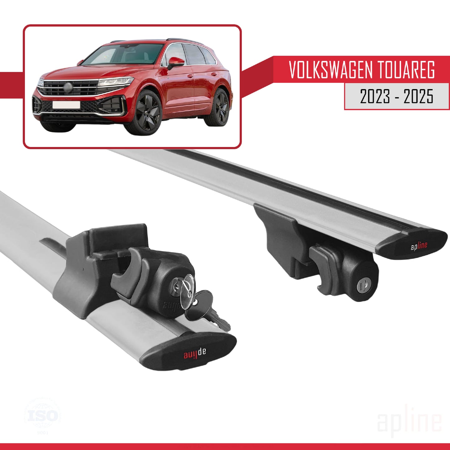 Compatible avec VW Touareg 2015-2018 HOOK Model Barres de Toit Railing Porte-Bagages de Voiture Gris Aluminium 2 Barres
