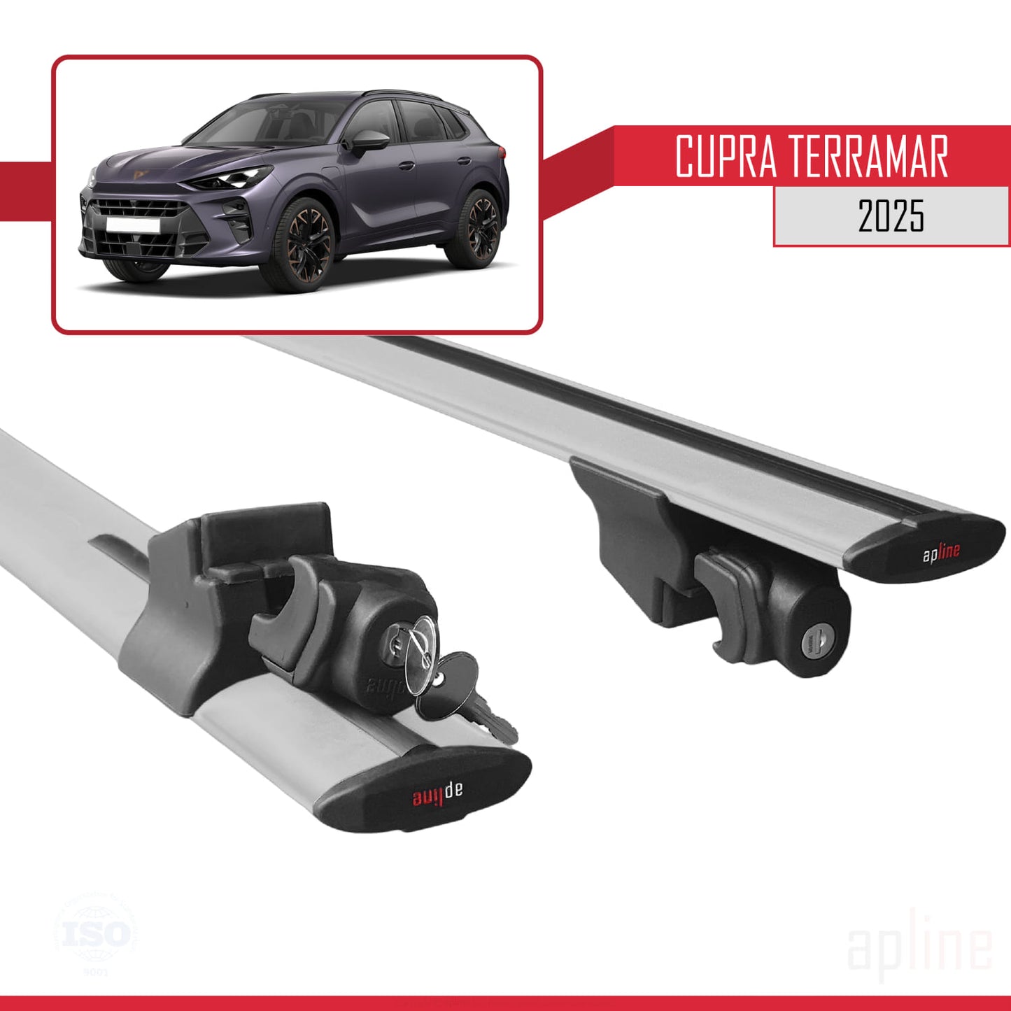 Compatible avec Cupra Terramar 2025-2025 HOOK Model Barres de Toit Railing Porte-Bagages de Voiture Gris Aluminium 2 Barres