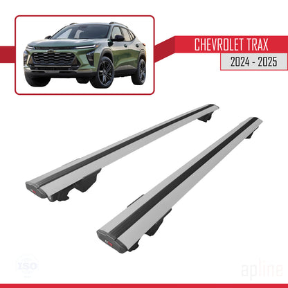 Compatible avec Chevrolet Trax 2024-2025 HOOK Model Barres de Toit Railing Porte-Bagages de Voiture Gris Aluminium 2 Barres