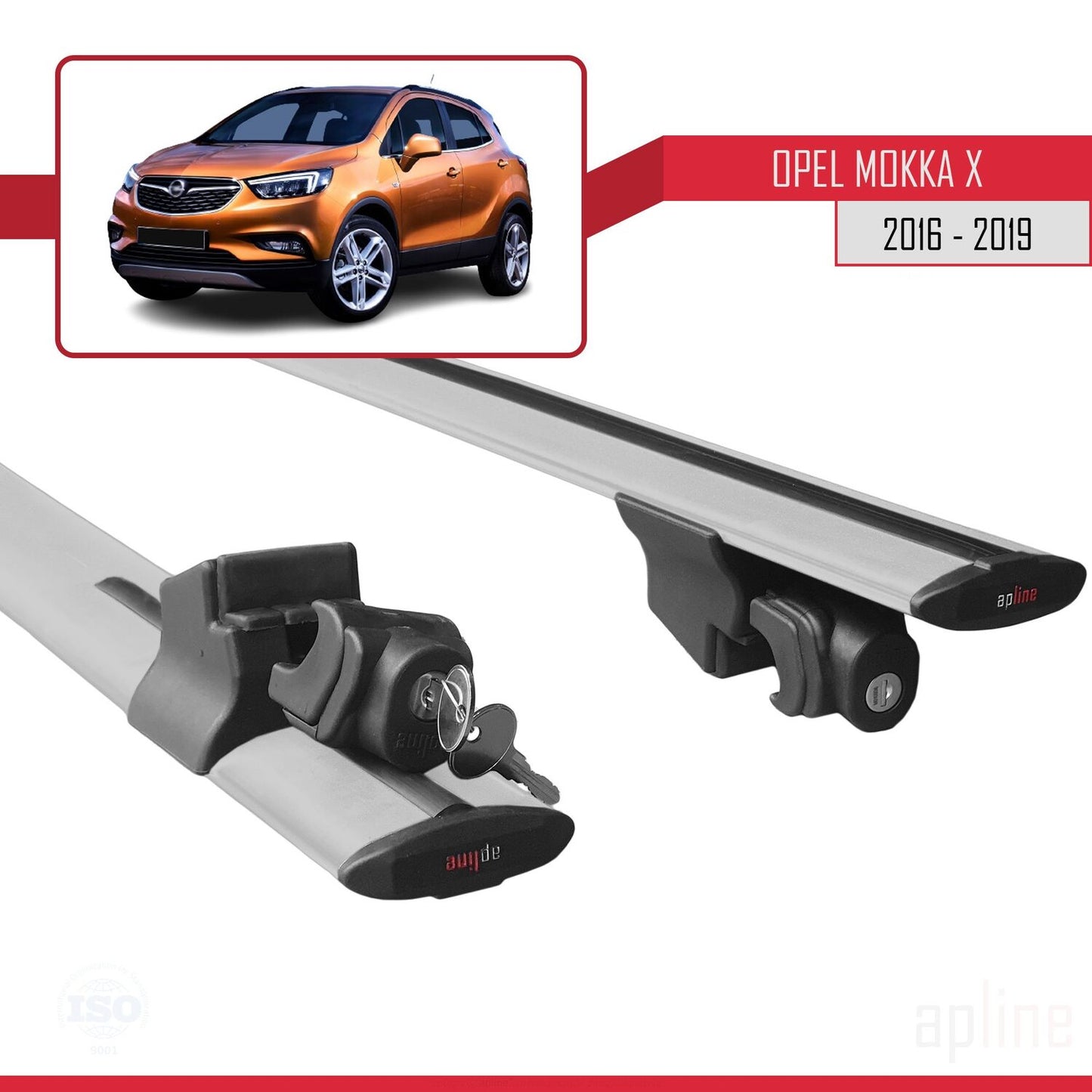 Compatible avec Opel Mokka X (J13) 2016-2019 HOOK Model Barres de Toit Railing Porte-Bagages de Voiture Gris Aluminium 2 Barres