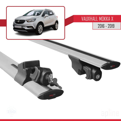 Compatible avec Vauxhall Mokka X (J13) 2016-2019 HOOK Model Barres de Toit Railing Porte-Bagages de Voiture Gris Aluminium 2 Barres