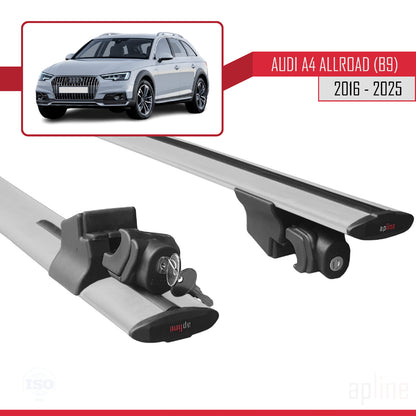 Compatible avec A4 (B9) Allroad 2016-2025 HOOK Model Barres de Toit Railing Porte-Bagages de Voiture Gris Aluminium 2 Barres
