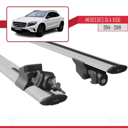 Compatible avec Mercedes Classe GLA (X156) 2014-2019 HOOK Model Barres de Toit Railing Porte-Bagages de Voiture Gris Aluminium 2 Barres