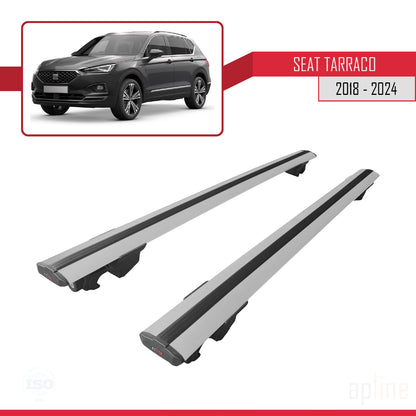 Compatible avec Seat Tarraco (KN2) 2018-2024 HOOK Model Barres de Toit Railing Porte-Bagages de Voiture Gris Aluminium 2 Barres
