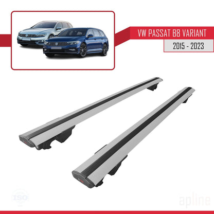 Compatible avec Volkswagen Passat B8 (3G) Variant 2015-2023 HOOK Model Barres de Toit Railing Porte-Bagages de Voiture Gris Aluminium 2 Barres