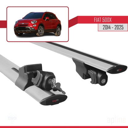 Compatible avec Fiat 500X 2014-2025 HOOK Model Barres de Toit Railing Porte-Bagages de Voiture Gris Aluminium 2 Barres