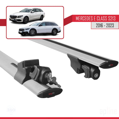 Compatible avec Mercedes Classe E 5 (S213) 2016-2023 HOOK Model Barres de Toit Railing Porte-Bagages de Voiture Gris Aluminium 2 Barres