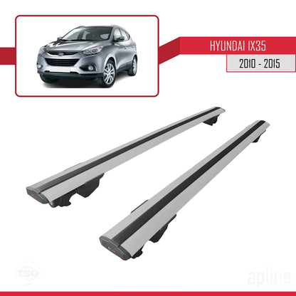 Compatibile con Hyundai ix35 2 (LM) 2010-2015 modello HOOK Barre portatutto per auto Portapacchi in alluminio grigio 2 barre