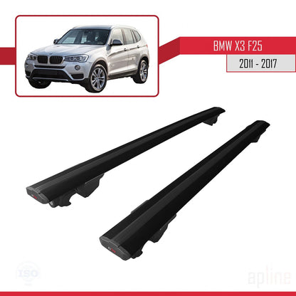 Compatibile con BMW X3 (F25) 2011-2017 modello HOOK Barre portatutto per auto Portapacchi in alluminio nero 2 barre