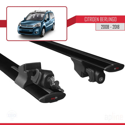 Compatible avec Citroen Berlingo 2 (B9) 2008-2018 HOOK Model Barres de Toit Railing Porte-Bagages de Voiture Noir Aluminium 2 Barres