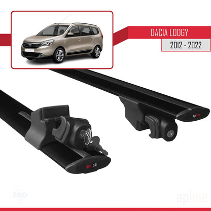 Compatible avec Dacia Lodgy (J92) 2012-2022 HOOK Model Barres de Toit Railing Porte-Bagages de Voiture Noir Aluminium 2 Barres