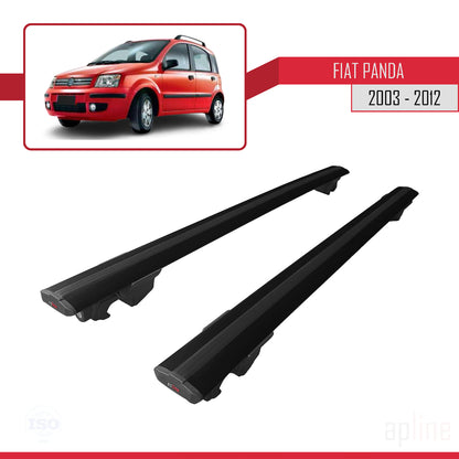 Compatible avec Fiat Panda 2 (169) 2003-2012 HOOK Model Barres de Toit Railing Porte-Bagages de Voiture Noir Aluminium 2 Barres