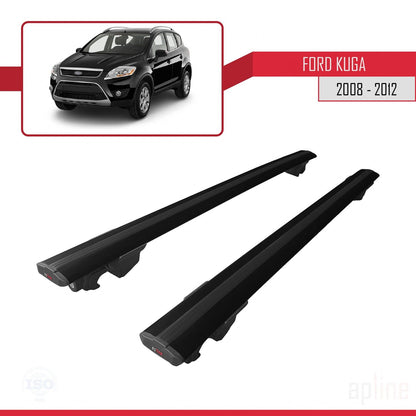 Compatibile con Ford Kuga (C394) 2008-2012 modello HOOK Barre portatutto per auto Portapacchi in alluminio nero 2 barre