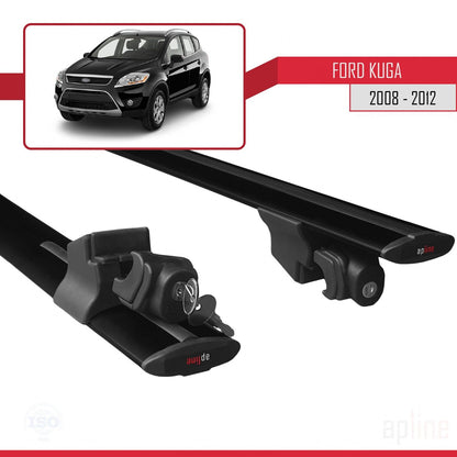 Compatibile con Ford Kuga (C394) 2008-2012 modello HOOK Barre portatutto per auto Portapacchi in alluminio nero 2 barre
