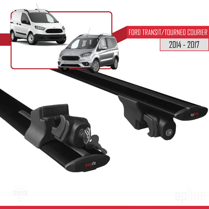 Compatibile con Ford Transit/Tourneo Courier Pre-Facelift 2014-2017 modello HOOK Barre portatutto per auto Portapacchi in alluminio nero 2 barre