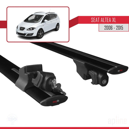 Compatible avec Seat Altea XL 2006-2015 HOOK Model Barres de Toit Railing Porte-Bagages de Voiture Noir Aluminium 2 Barres