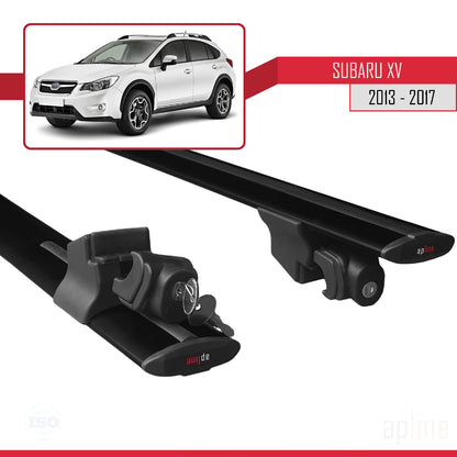 Compatible avec Subaru XV 2013-2017 HOOK Model Barres de Toit Railing Porte-Bagages de Voiture Noir Aluminium 2 Barres