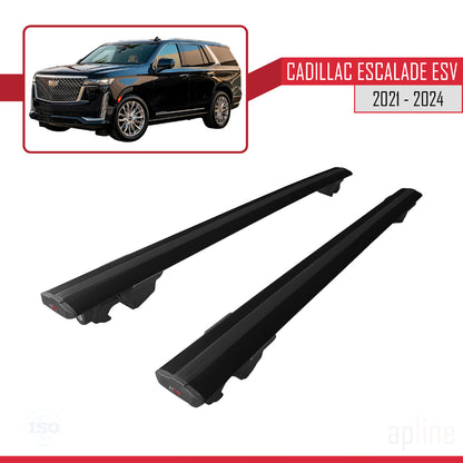 Compatible avec Cadillac Escalade ESV 2021-2024 HOOK Model Barres de Toit Railing Porte-Bagages de Voiture Noir Aluminium 2 Barres