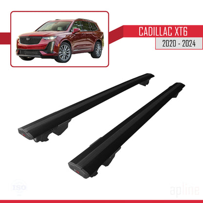 Compatible avec Cadillac XT6 2020-2024 HOOK Model Barres de Toit Railing Porte-Bagages de Voiture Noir Aluminium 2 Barres