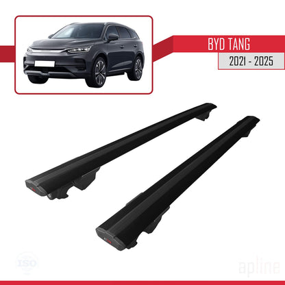 Compatible avec BYD Tang 2021-2025 HOOK Model Barres de Toit Railing Porte-Bagages de Voiture Noir Aluminium 2 Barres