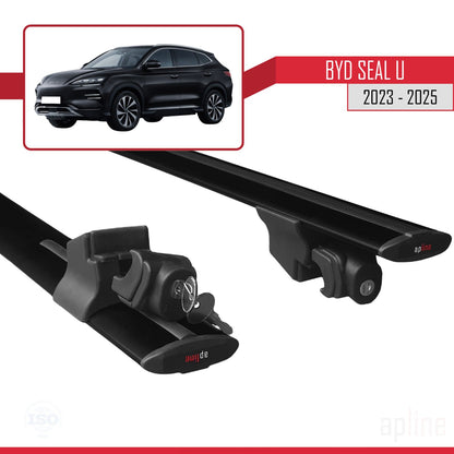 Compatible avec BYD Seal U 2023-2025 HOOK Model Barres de Toit Railing Porte-Bagages de Voiture Noir Aluminium 2 Barres