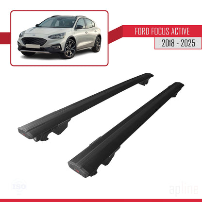 Compatibile con Ford Focus 4 (C519) Active 2018-2024 Modello HOOK Barre portatutto per auto Portapacchi in alluminio nero 2 barre