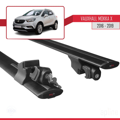 Compatible avec Vauxhall Mokka X (J13) 2016-2019 HOOK Model Barres de Toit Railing Porte-Bagages de Voiture Noir Aluminium 2 Barres