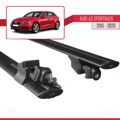 Compatibile con A3 (8V) Sportback 2013-2020 Modello HOOK Barre portatutto per auto Portapacchi in alluminio nero 2 barre