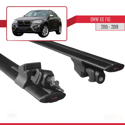 Compatible avec BMW X6 (F16) 2015-2019 HOOK Model Barres de Toit Railing Porte-Bagages de Voiture Noir Aluminium 2 Barres