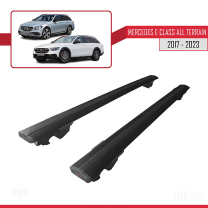 Compatible avec Mercedes Classe E 5 (W213) All Terrain 2017-2023 HOOK Model Barres de Toit Railing Porte-Bagages de Voiture Noir Aluminium 2 Barres