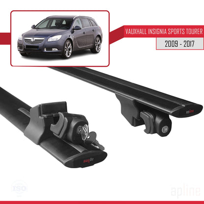Compatible avec Vauxhall Insignia (G09) ST 2009-2017 HOOK Model Barres de Toit Railing Porte-Bagages de Voiture Noir Aluminium 2 Barres