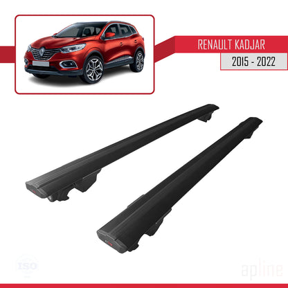 Compatibile con Renault Kadjar 2015-2022 HOOK Model Barre Tetto Portapacchi Auto Barre Portatutto Nero Alluminio 2 Barre