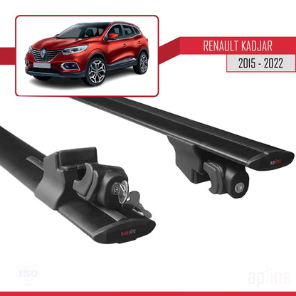 Compatibile con Renault Kadjar 2015-2022 HOOK Model Barre Tetto Portapacchi Auto Barre Portatutto Nero Alluminio 2 Barre