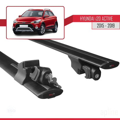 Compatibile con Hyundai i20 II Active 2015-2019 modello HOOK Barre portatutto per auto Portapacchi in alluminio nero 2 barre