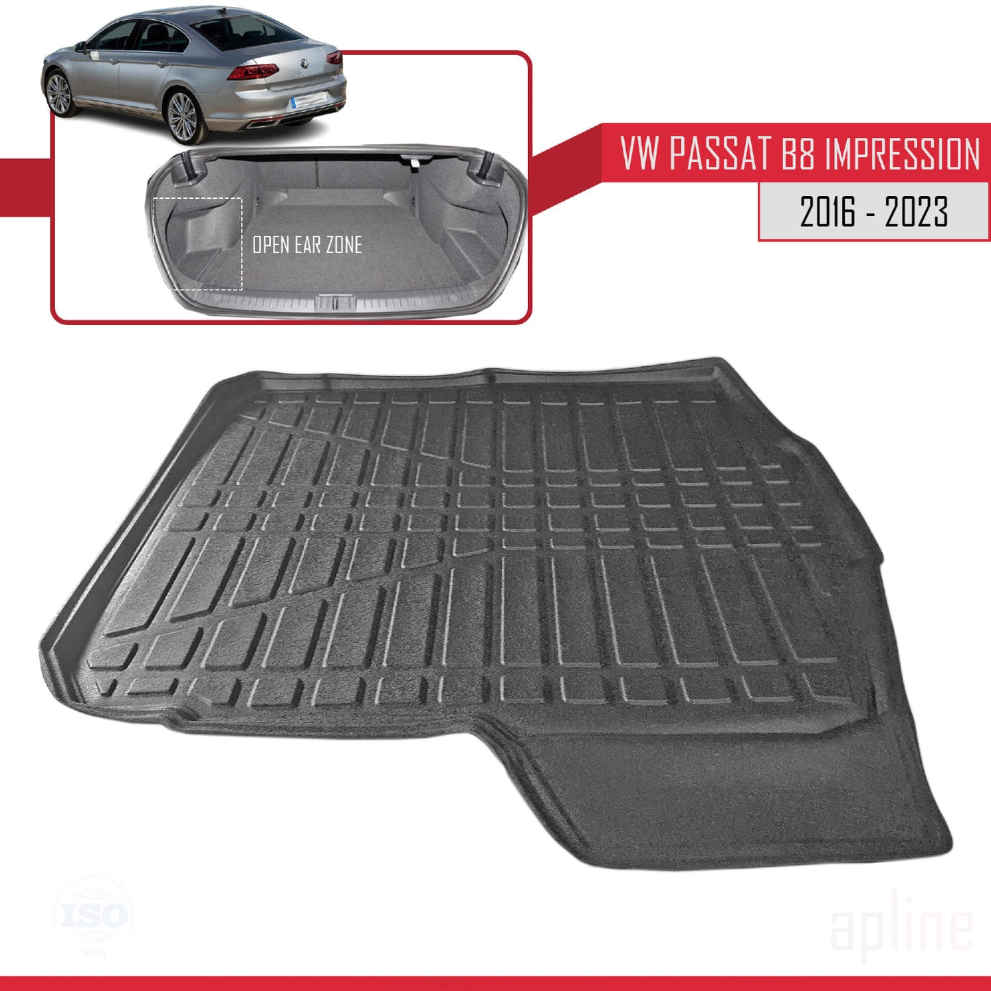 Tapis de Coffre pour Volkswagen Passat (B8) Impression 2019-2023 Flexible NOIR