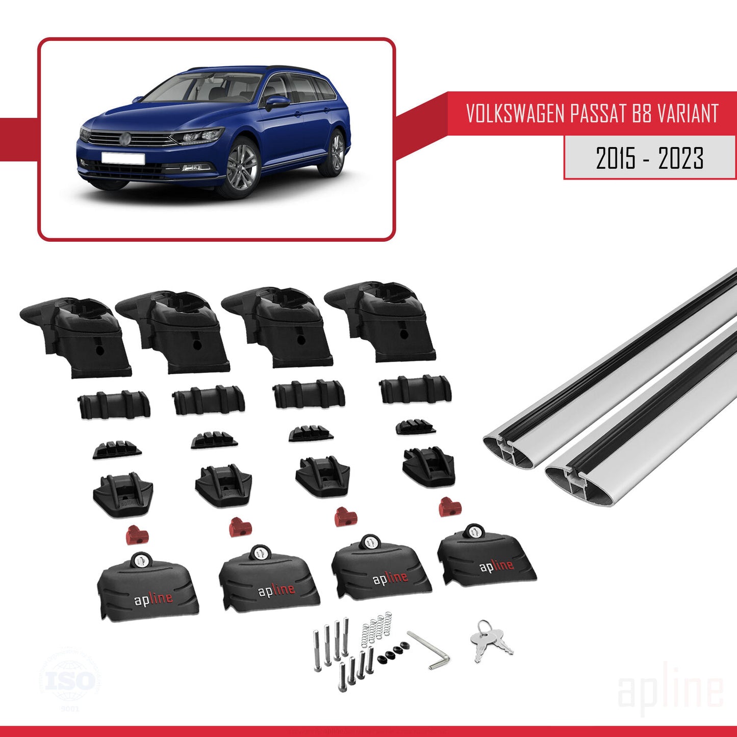 Compatible avec Volkswagen Passat B8 (3G) Variant 2015-2023 ACE-2 Barres de Toit Railing Porte-Bagages de Voiture Gris Aluminium 2 Barres