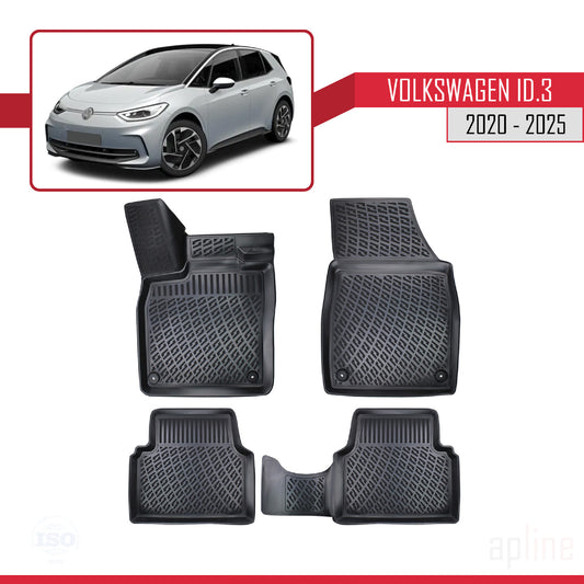 Compatibile con Volkswagen ID.3 (Elektrik) 2020-2025 4D Tappeti in Gomma Nero
