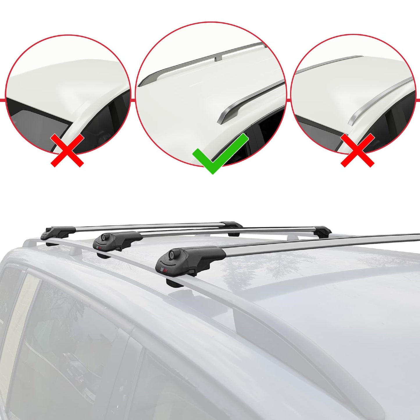 Compatible avec Kia Mohave 2 (HM2) 2020-2024 ACE-1 Barres de Toit Railing Porte-Bagages de Voiture Gris Aluminium 3 Barres
