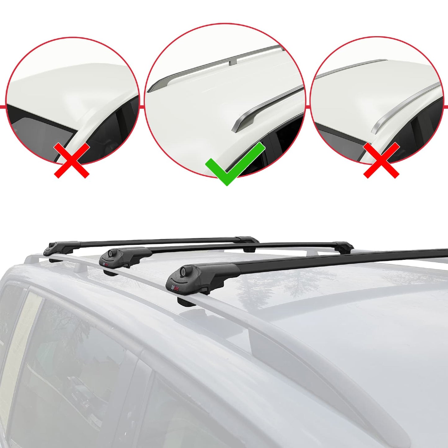 Compatible with Seat Arona (KJ7) 2017-2025 ACE-1 Car Roof Rack Cross Bar Black Aluminium 3 Bars