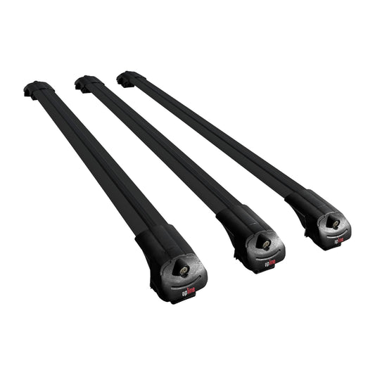 Compatible avec Toyota Land Cruiser 1998-2007 ACE-1 Barres de Toit Railing Porte-Bagages de Voiture Noir Aluminium 3 Barres