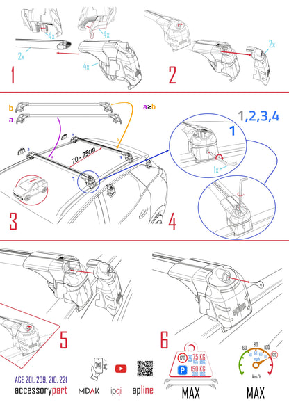 Compatibile con Cadillac Escalade ESV 2021-2024 ACE-2 Barre Tetto Portapacchi Auto Barre Portatutto Nero Alluminio 2 Barre