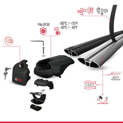 Compatible with Jeep Grand Cherokee 4 (WK2) 2011-2020 ACE-2 Car Roof Rack Cross Bar Grey Aluminium 2 Bars
