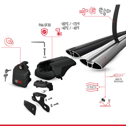 Compatibile con Honda CR-V 5 2017-2022 ACE-2 Barre Tetto Portapacchi Auto Barre Portatutto Nero Alluminio 2 Barre