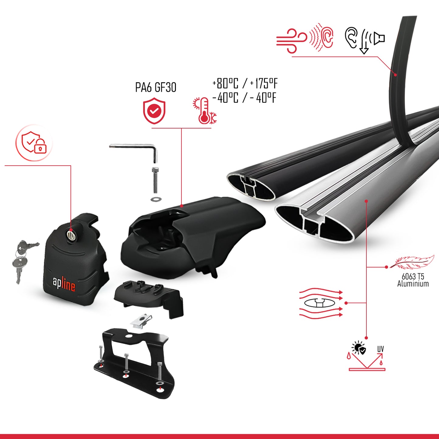 Compatibile con Honda CR-V 2 2002-2006 ACE-2 Barre Tetto Portapacchi Auto Barre Portatutto Grigo Alluminio 2 Barre